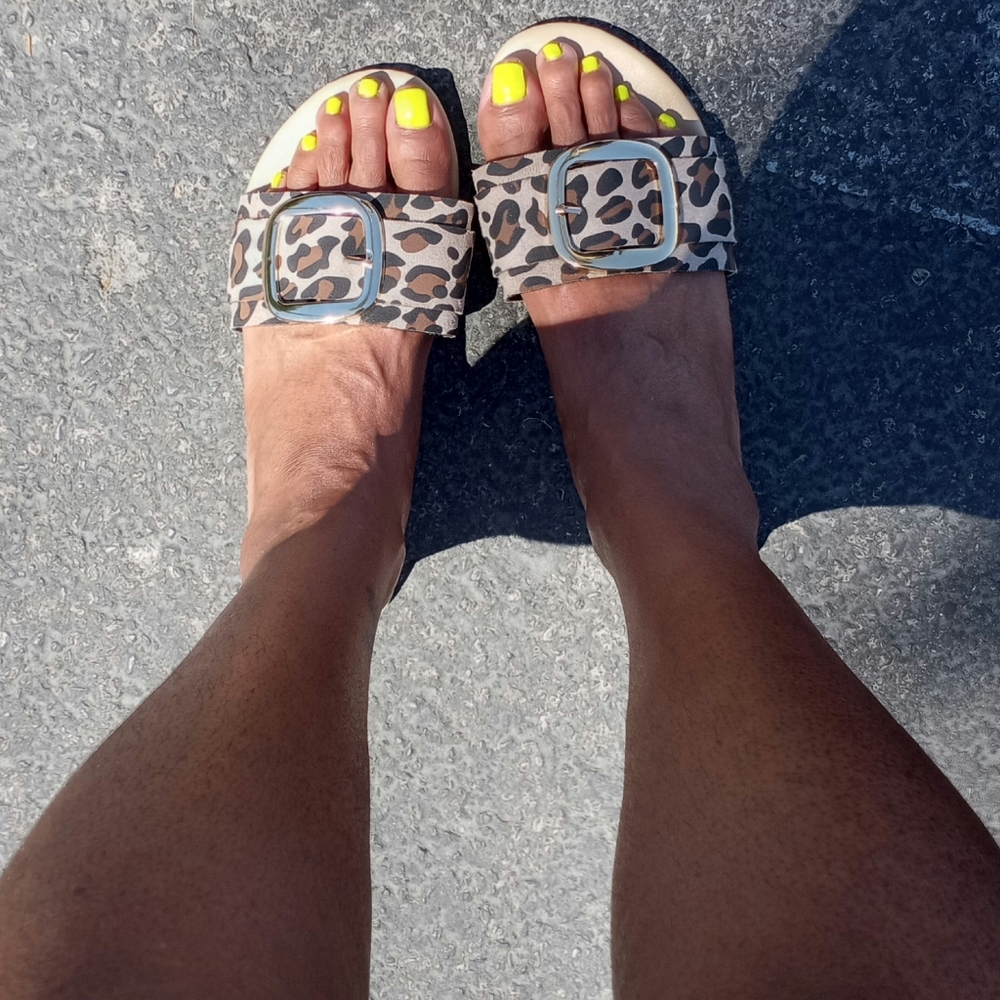 Womens Leopard Print Beach Slides
